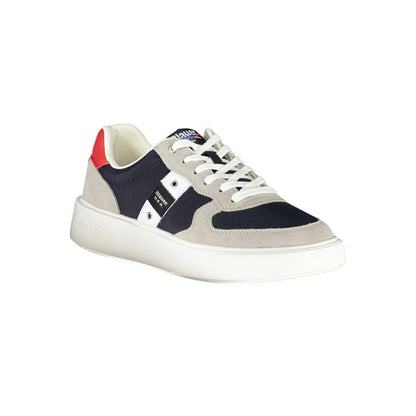 Blauer Blue Leather Men Sneaker with iconic logo and contrasting details, luxury sports design for trendsetting style, crafted for confidence.