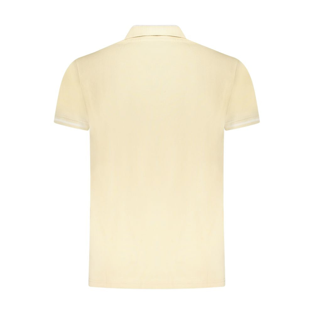 Back view of Cavalli Class Beige Cotton Men Polo Shirt with short sleeves and elegant design.