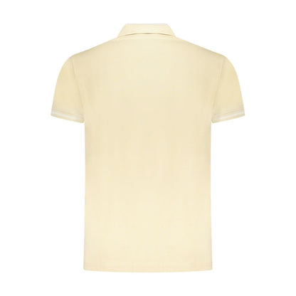 Back view of Cavalli Class Beige Cotton Men Polo Shirt with short sleeves and elegant design.