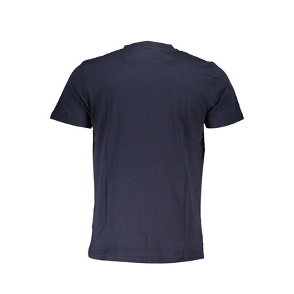 Back view of Cavalli Class Blue Cotton Men T-Shirt featuring a crew neck and short sleeves in luxurious cotton.
