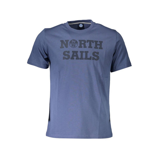 North Sails Blue Cotton Men T-Shirt with bold logo print