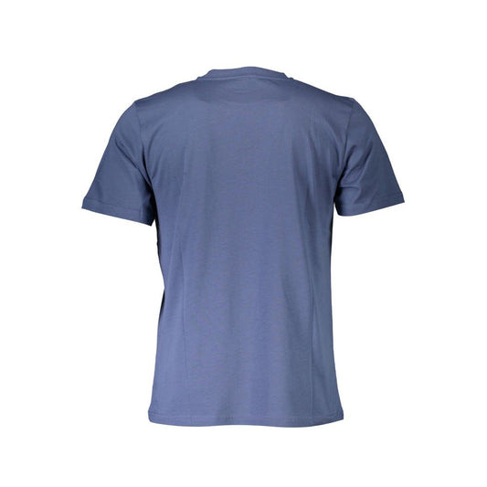 North Sails Blue Cotton Men T-Shirt with back view showcasing the soft fabric and classic crew neck design.