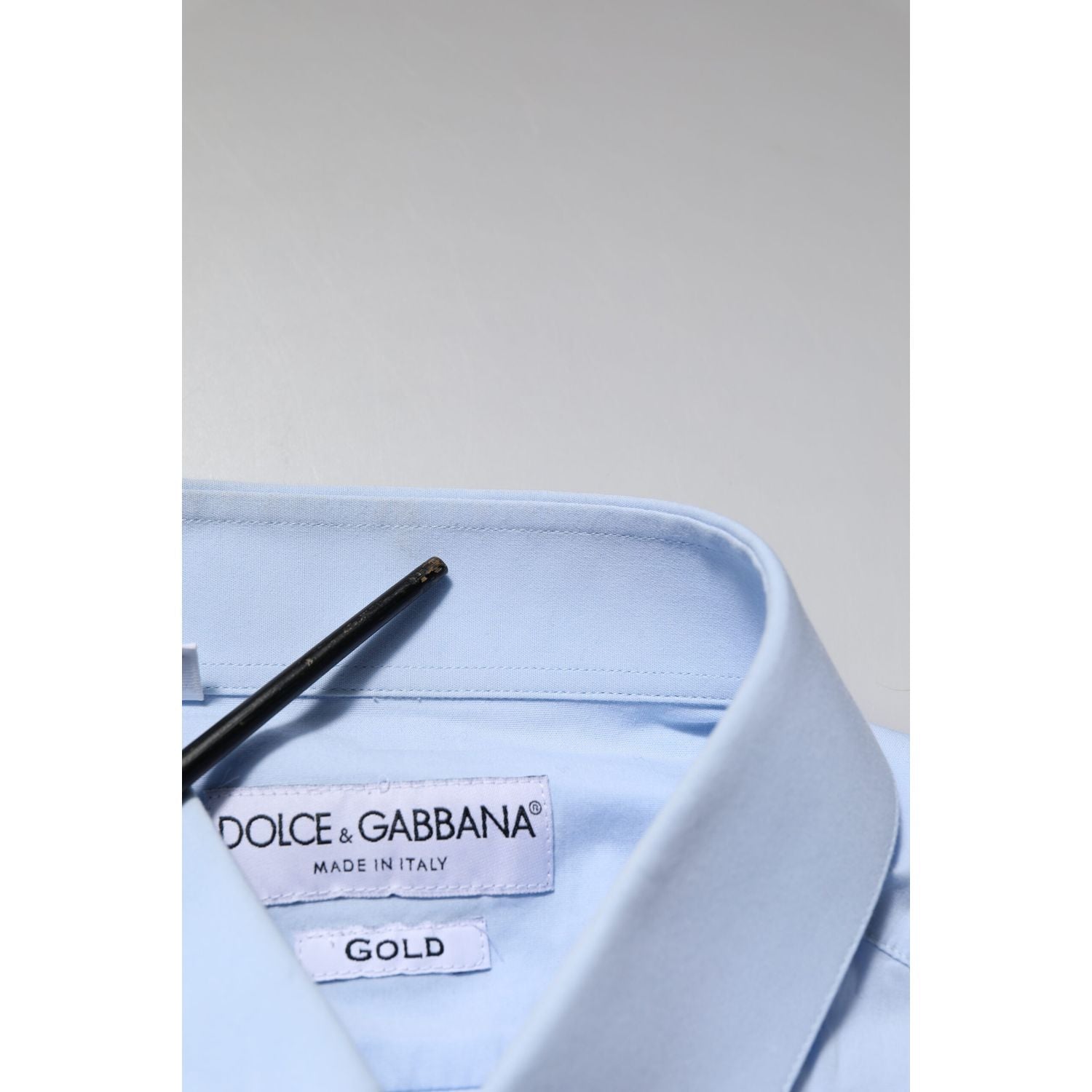 Dolce & Gabbana Sky Blue Cotton GOLD Long Sleeves Dress Shirt