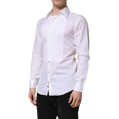 Dolce & Gabbana White Cotton GOLD Long Sleeves Dress Shirt