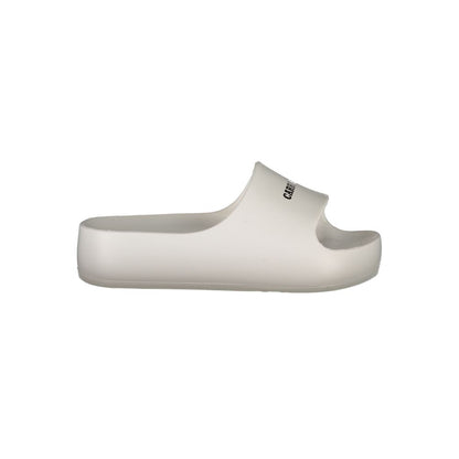 Carrera White Polyethylene Sandal with 5 cm platform and logo, stylish slipper footwear for comfortable walking.