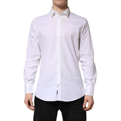 Dolce & Gabbana White Cotton GOLD Long Sleeves Dress Shirt