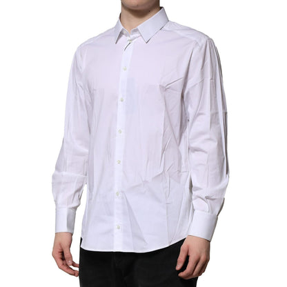 Dolce & Gabbana White Cotton GOLD Long Sleeves Dress Shirt