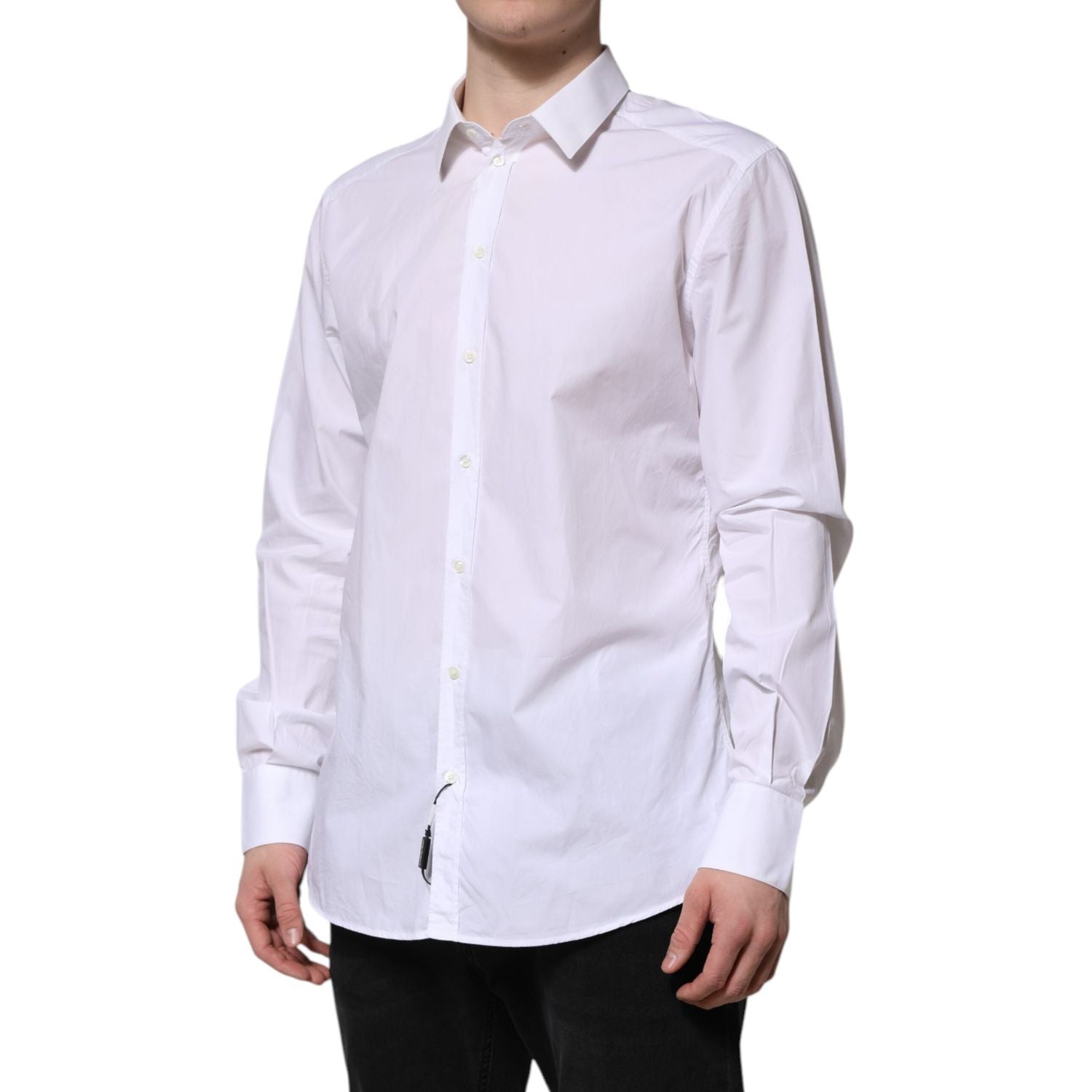Dolce & Gabbana White Cotton GOLD Long Sleeves Dress Shirt