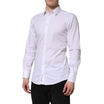 Dolce & Gabbana White Cotton GOLD Long Sleeves Dress Shirt