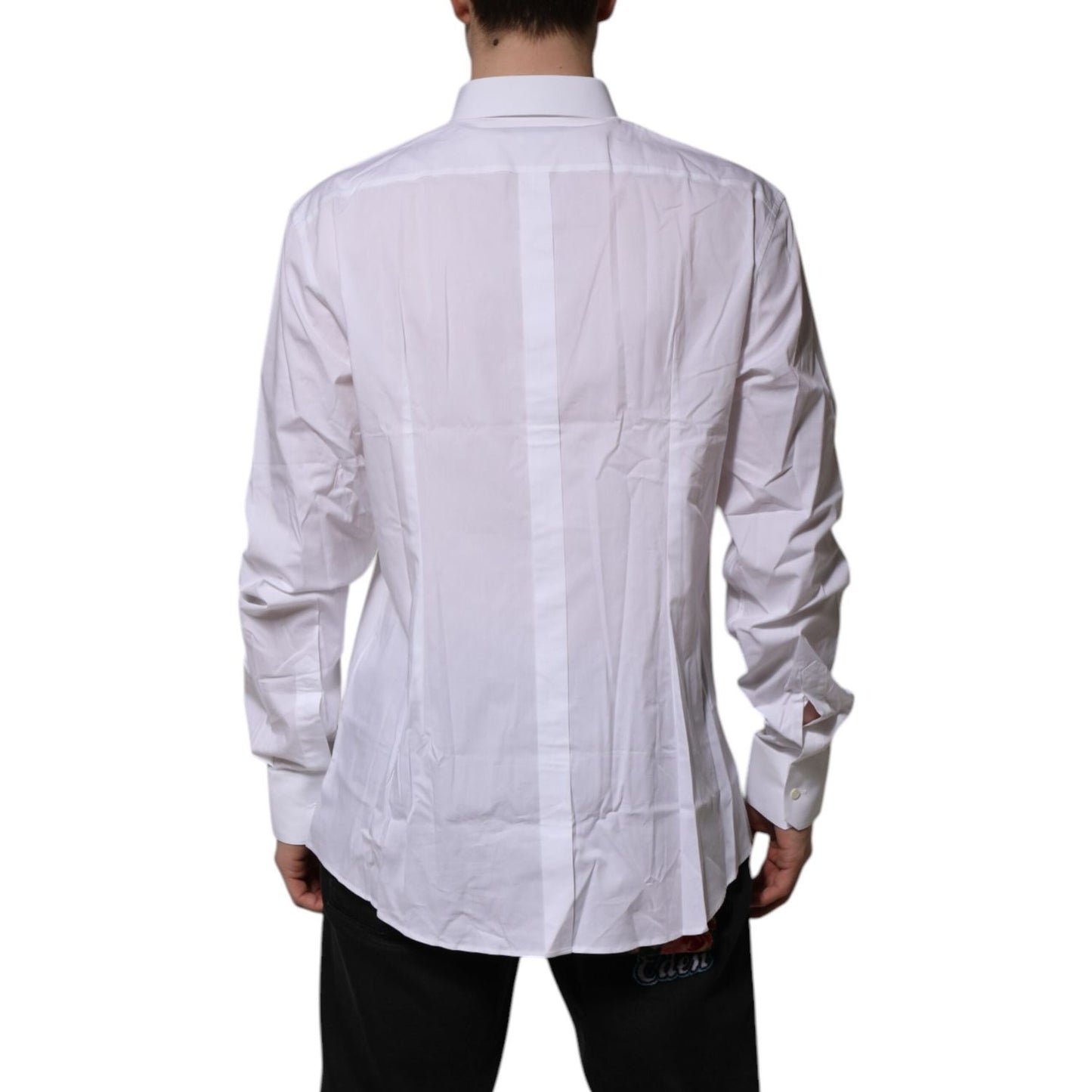 Dolce & Gabbana White Cotton GOLD Long Sleeves Dress Shirt