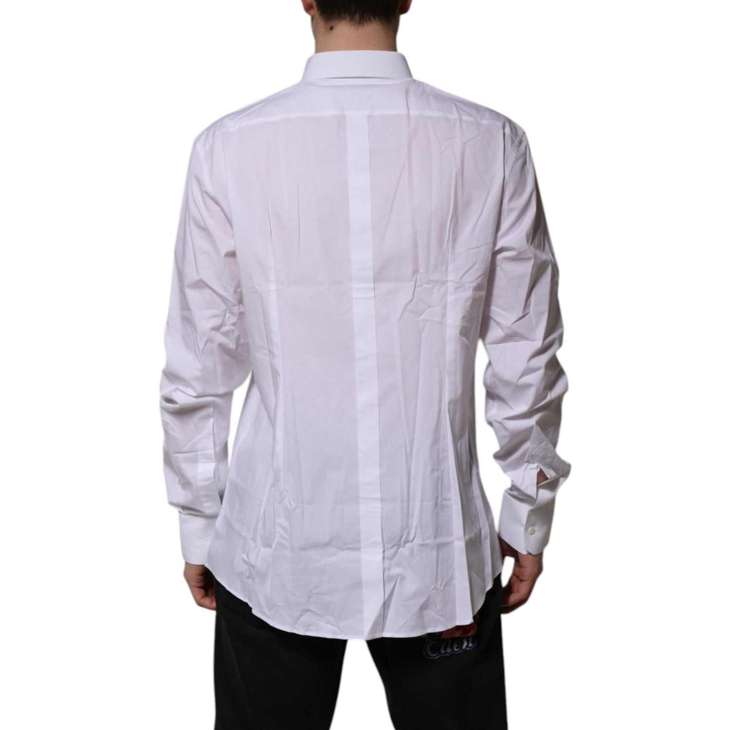 Dolce & Gabbana White Cotton GOLD Long Sleeves Dress Shirt