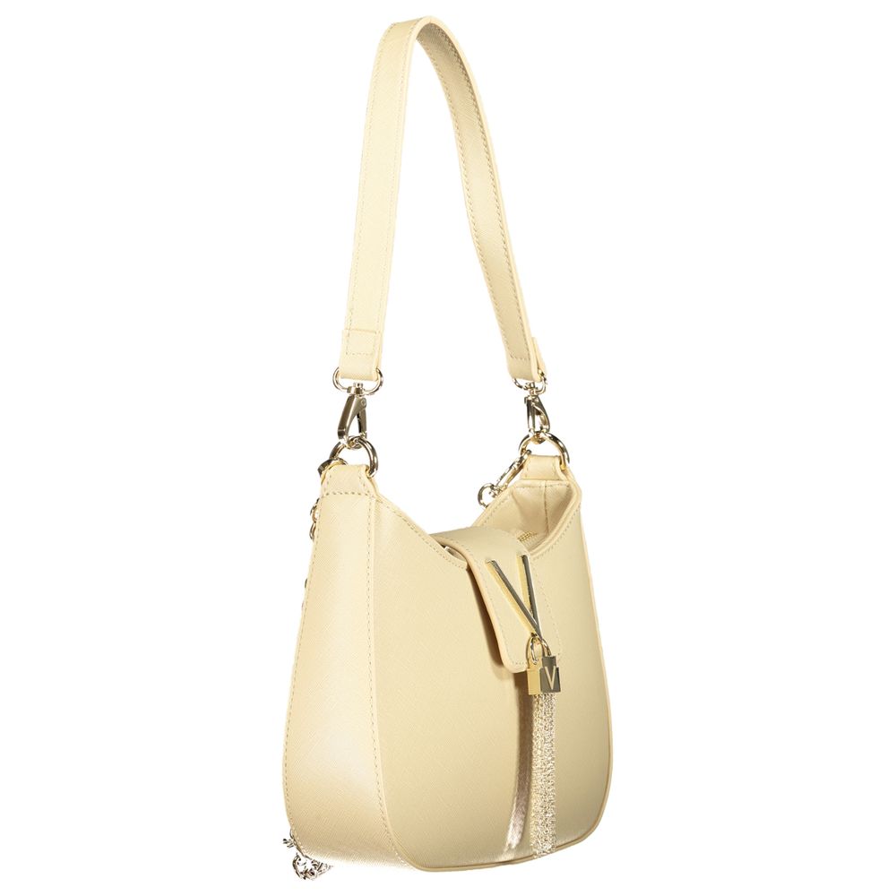 Mario Valentino Beige Polyethylene Women Handbag with shoulder strap and chain detail, chic and elegant fashion accessory