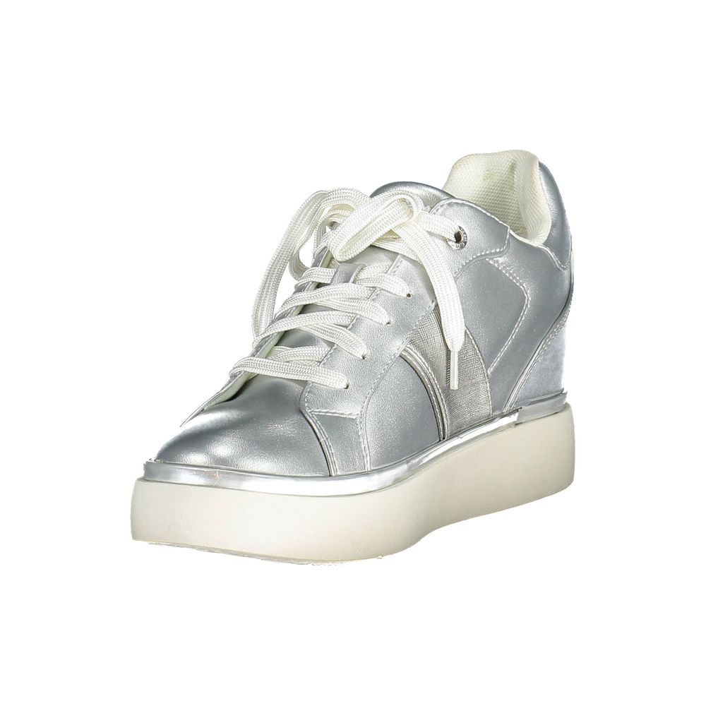 U.S. POLO ASSN. Gray Polyester Women Sneaker with striking contrasting details and iconic logo, perfect for stylish casual ensembles.
