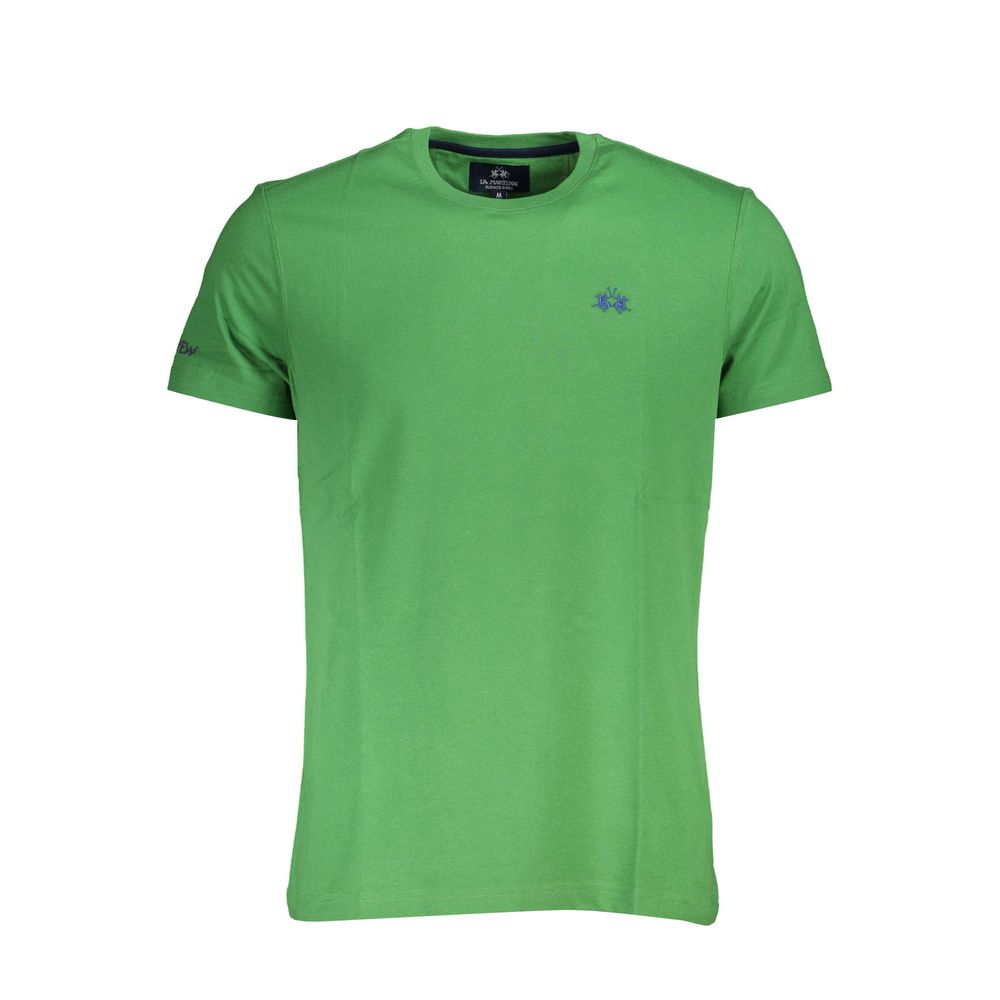 La Martina Green Cotton Men T-Shirt with embroidery and iconic logo