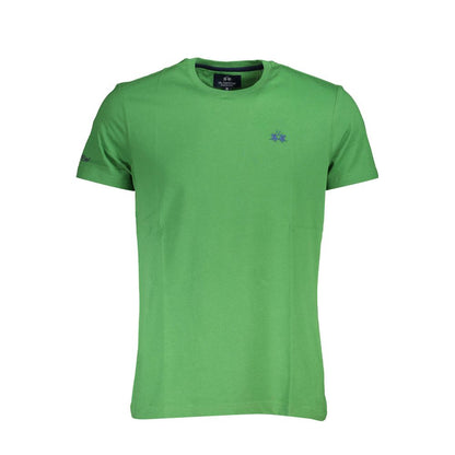 La Martina Green Cotton Men T-Shirt with embroidery and iconic logo