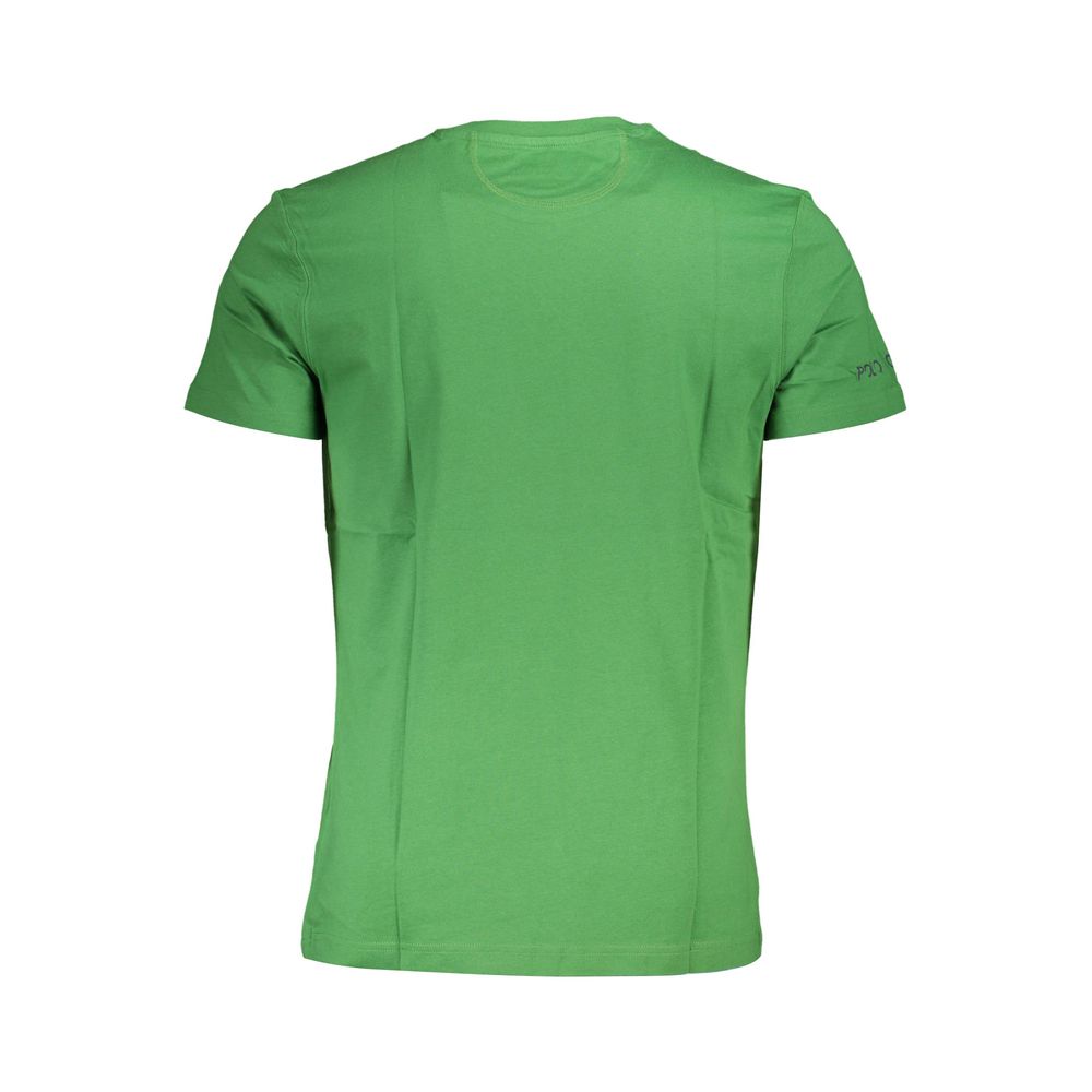 La Martina Green Cotton Men T-Shirt featuring crew neck and exquisite embroidery, perfect for sophisticated everyday style.