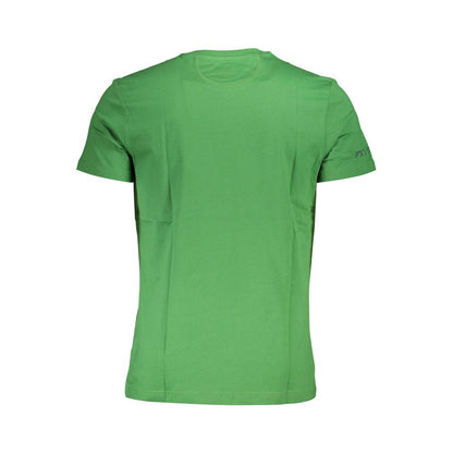 La Martina Green Cotton Men T-Shirt featuring crew neck and exquisite embroidery, perfect for sophisticated everyday style.