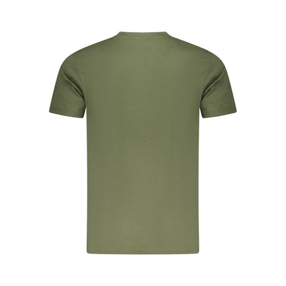 Alt Tag: Back view of Cavalli Class Green Cotton Men T-Shirt showcasing simplicity and elegance