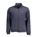 Napapijri Blue Cotton Men Sweater with embroidery and zip, crafted from premium materials for style and luxury, made in Turkey.