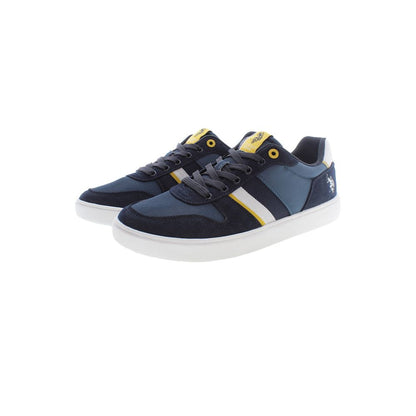 U.S. POLO ASSN. Blue Polyester Men Sneaker with contrasting details and logo, offering both style and comfort for everyday adventures.