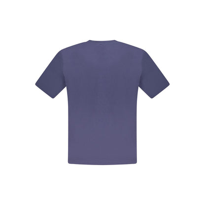 Back view of North Sails Blue Cotton Men T-Shirt showcasing short sleeves and crew neck.