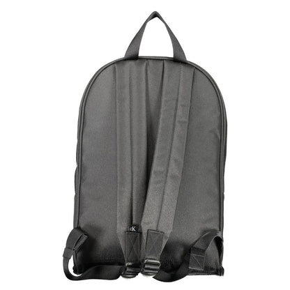 Back view of Calvin Klein Black Polyester Backpack with adjustable straps and handle.