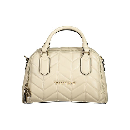 Mario Valentino Beige Polyethylene Women Handbag featuring quilted design and dual-compartment for organization and style.