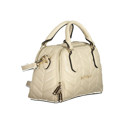 Mario Valentino Beige Polyethylene Women Handbag with dual compartments and logo detailing for chic sustainable fashion.