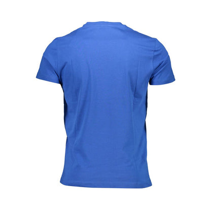 Back view of Diesel Blue Cotton Men T-Shirt featuring short sleeves and premium cotton fabric, perfect for high-fashion and streetwear style.