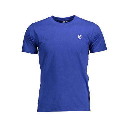 Sergio Tacchini Blue Cotton Men T-Shirt with crew neck and embroidered logo