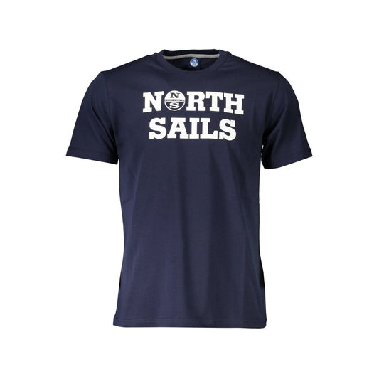 North Sails Blue Cotton Men T-Shirt featuring iconic logo and premium cotton fabric, perfect for casual wear.