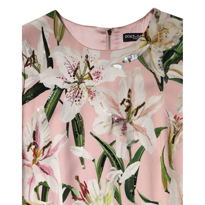 Dolce & Gabbana Pink Lily Viscose Sheath Stretch Midi Dress