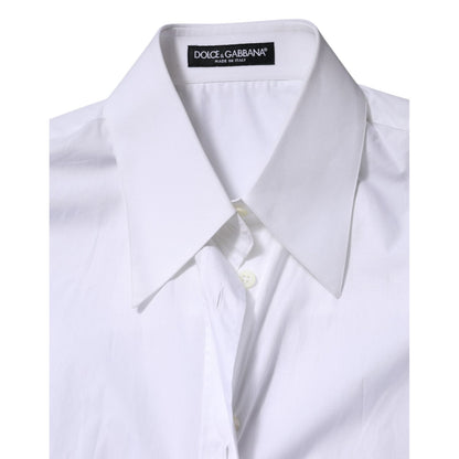Dolce & Gabbana White Cotton Collared Shirt Long Sleeve Top