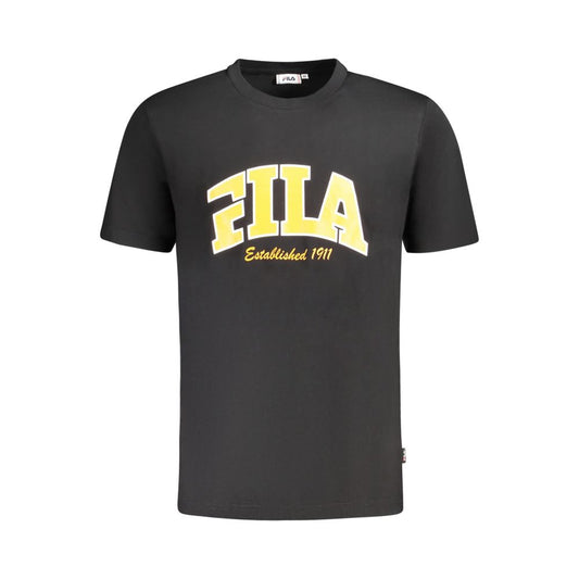 Fila Black Cotton Men T-Shirt with graphic print and logo on front.