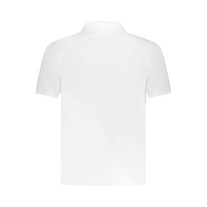 Back view of K-WAY White Cotton Polo Shirt with short sleeves and 2-button detail.