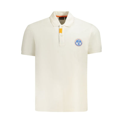 Napapijri White Cotton Men Polo Shirt with logo, showcasing contemporary and chic style