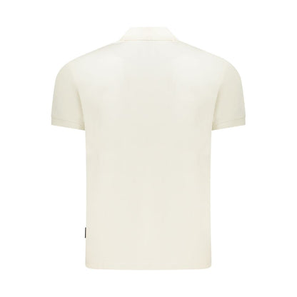 Back view of a Napapijri White Cotton Men Polo Shirt showcasing its minimalist design and casual elegance.