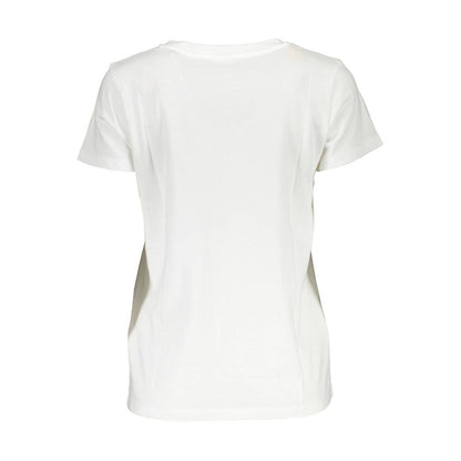 Back view of Levi's White Cotton Women T-Shirt showcasing clean design and comfortable fit for modern style.