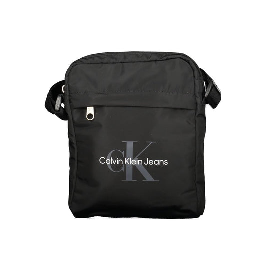 Calvin Klein Black Polyester Men Shoulder Bag with adjustable strap and external pocket, perfect for stylish organization.