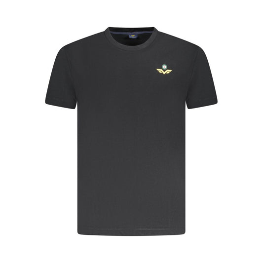 Armata Di Mare Black Cotton Men T-Shirt with logo and crew neck, ideal for casual wear.