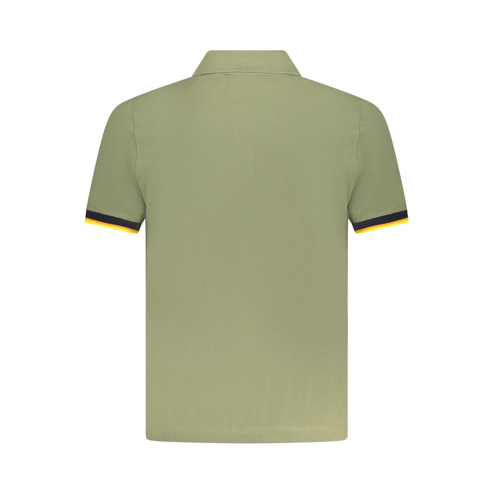 Back view of K-WAY Green Cotton Polo Shirt with short sleeves and contrasting details.
