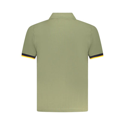Back view of K-WAY Green Cotton Polo Shirt with short sleeves and contrasting details.