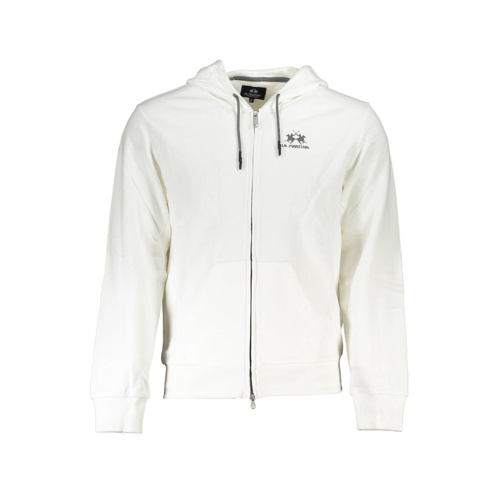 La Martina White Cotton Sweatshirt