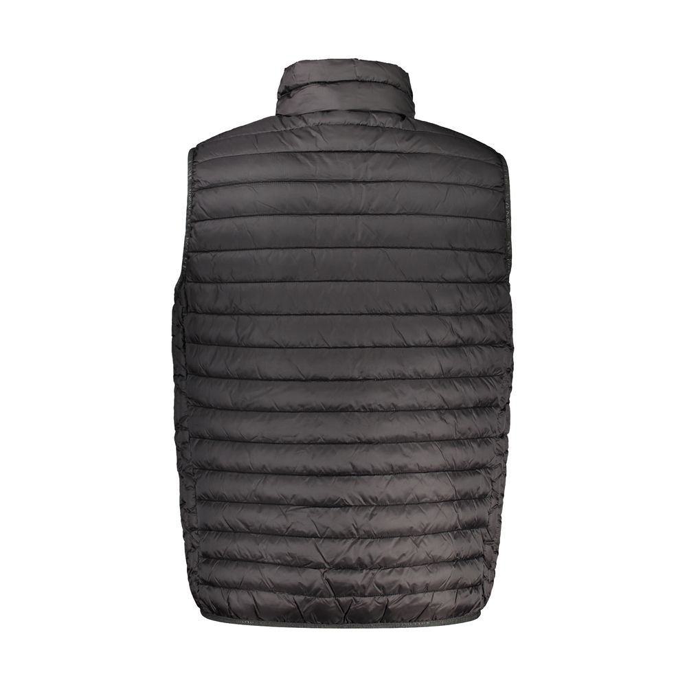Back view of North Sails Black Polyamide Men Jacket, showing sleeveless lightweight design ideal for layering.