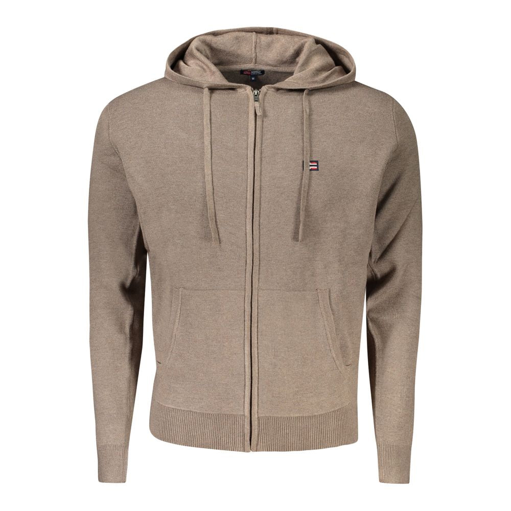 Norway 1963 Brown Polyamide Men Cardigan with hood, zip, and pockets on display