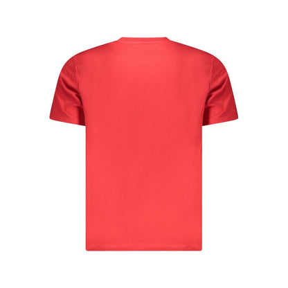 North Sails Red Cotton Men T-Shirt, 100% cotton casual crew neck with striking red color, iconic logo, and eye-catching print.