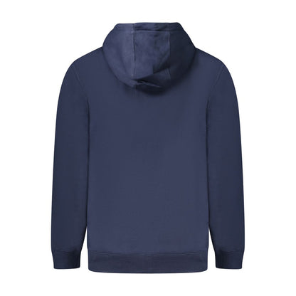 Tommy Hilfiger Blue Cotton Men Sweater - back view of hooded long sleeve