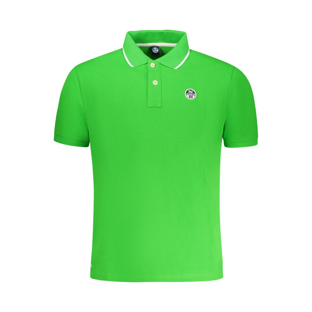 North Sails Green Cotton Men Polo Shirt with logo and contrasting collar, short sleeves, premium quality casual wear