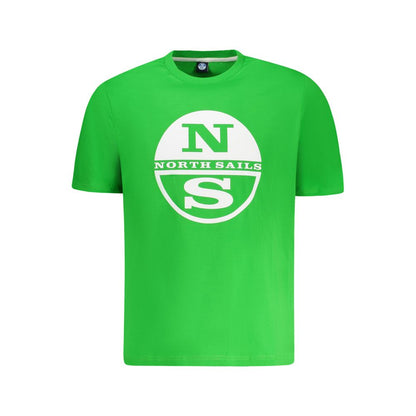 North Sails Green Cotton Men T-Shirt with logo print on front