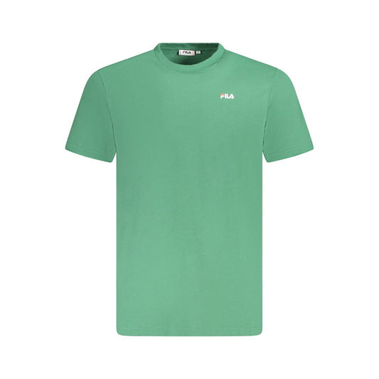 Fila Green Cotton Men T-Shirt featuring iconic logo, crafted from 100% organic cotton for comfort and bold style.